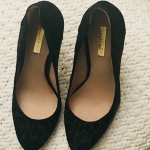 Louise et ce Haircalf Black High Heels Cheetah Des